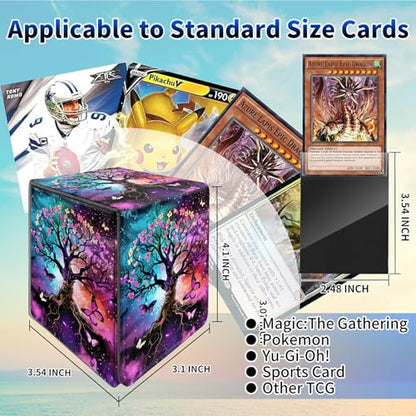 Butterfly Tree Sub Card Deck Box, MTG Commander Deck Box Card Deck Case for Trading Cards, 100+ Sleeved Cards with PU Leather Magnetic Card Storage Box for TCG CCG Magic Cards - color: Card Deck Box-586