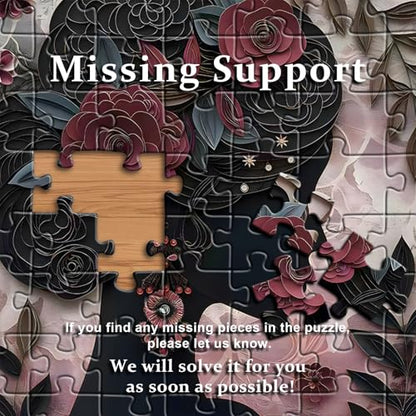 Impossible Puzzle for Adults 1000 Pieces, Black Girl Puzzles Flower Plant Aesthetic Art, Floral Elegant Black Woman Jigsaw Puzzle Paper Cut - style: Floral Silhouette Puzzle