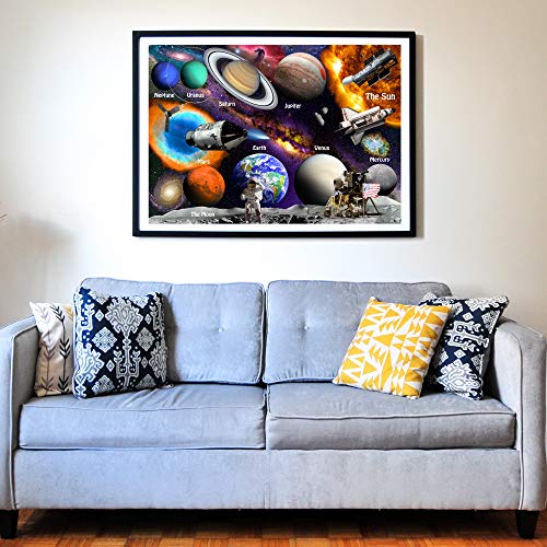 Think2Master Solar System & Space Exploration 1000 Pieces Jigsaw Puzzle for 13+, Seniors, Adults & Families. Great Gift for stimulating Learning About Astronomy. Size: 19” X 27” - style: Solar System & Space Exploration