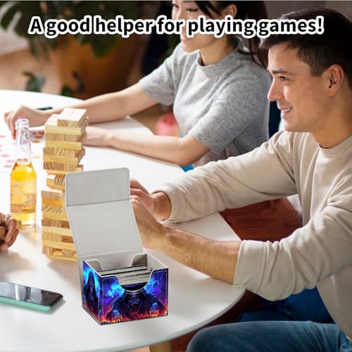 Stylish MTG Deck Box for 110+ Cards, Magnetic Commander Deck Case with Bonus Game Card Pouch, Durable Storage for TCG and Sleeved Magic Cards, Grim Skulls - color: Grim Skulls