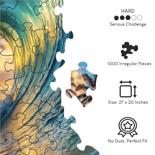 No Image Puzzle 1000 Irregular Pieces Extreme Difficult Jigsaw Challenge Adults Hardest Puzzle No Guide Ultimate Brain Teaser Hard Level The Last Wave Mystery Unique Gift - color: The Last Wave