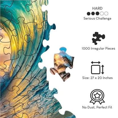 No Image Puzzle 1000 Irregular Pieces Extreme Difficult Jigsaw Challenge Adults Hardest Puzzle No Guide Ultimate Brain Teaser Hard Level The Last Wave Mystery Unique Gift - color: The Last Wave
