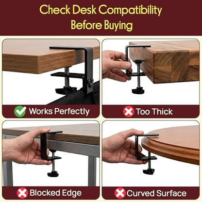 Pyle 36" Under Desk Cable Management Tray, Under Desk Wire Organizer with Clamp or Screw Mount, Desk Cable Organizer with Fabric Design for Large Workstations, Built-in Ties, 20 lb Capacity, Black - size: 36"