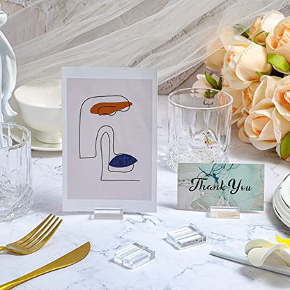 Yalikop Acrylic Place Card Holders 1.2 Inch Name Card Holder Stands Clear Table Number Stands Wedding Sign Holders Display Stand for Table Wedding Photos Office Menu Meeting(100 Pieces)