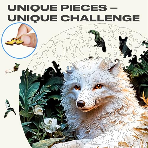 Wooden Puzzle for Adults - Unique Shape Fox Wooden Jigsaw Puzzle, Wood Puzzles, Challenge Puzzle for Adults 11.4x11.4 in 200 Pieces
