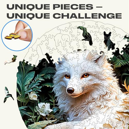 Wooden Puzzle for Adults - Unique Shape Fox Wooden Jigsaw Puzzle, Wood Puzzles, Challenge Puzzle for Adults 11.4x11.4 in 200 Pieces