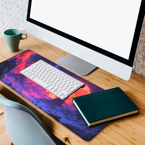 Red Planet Gaming Mouse Pad Blue Cloud Fantasy Art Mousepad Extended Large Laptop Keyboard Non-Slip Rubber Base with Stitched Edges for Home 31.5"x11.8" - color: Red Planet, size: 31.5L x 31.5W inches