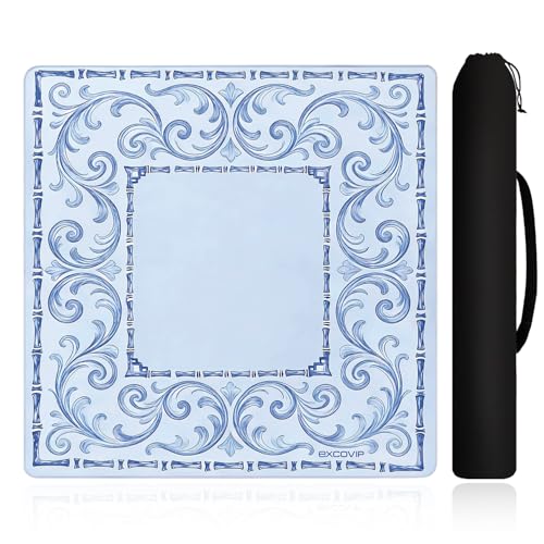 excovip Blue Mahjong Mat for Table, 31.5" x 31.5" Non-Slip Noise Reduction Mahjong Mat for Gifts, Mahjong, Poker, Board Games, Dominoe 1075 - color: 31.5x31.5inch-light Blue