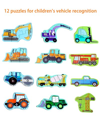 Magnetic Puzzles for Toddlers 3-5, Travel Puzzles for Kids Ages 1-3, Engineering Vehicle Wooden Jigsaw Puzzles Book for Kids 2-4 Learning Gift for Road Trip (Excavator) - style: Engineering Vehicle