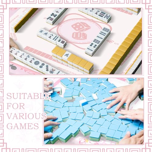 Oudain Chinoiserie Mahjong Tablecloth Florals Card Table Cloth 55x 55 Inch Square Tablecloth Game Table Cover with Game Rules for Mahjong Beginners, Card, Board Tile Games (Pink and Green) - color: Pink and Green