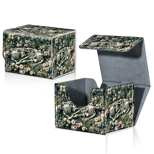 Card Deck Box for MTG Trading Cards with Magnetic Closure,Premium Card Storage Box Case Cover for TCG CCG Magic Cards,Skeleton Grassland - color: Skeleton Grassland