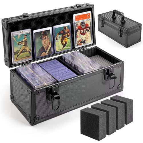 Top Loader Storage Box with Key Locks, Trading Card Storage Case, Sports Card Box & Hard Cases Holds up to 300+ Top Loaders, 76 One Touch (35pt), 48 PSA/GMA, 43 CSG, 41 SGC, 36 BGS/HGA - size: Small