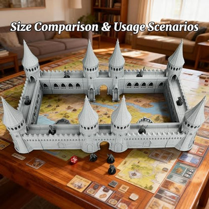 AUSPDICE TTRPG Scenery Modular Fortress, 25mm Dungeon Walls, Defense Towers | Unpainted City Walls, Defense Towers, Gates and Stairs for Dungeon Masters, Wargames and Fantasy RPG Campaigns, AF1104 A - color: Af1104 a City Walls Set