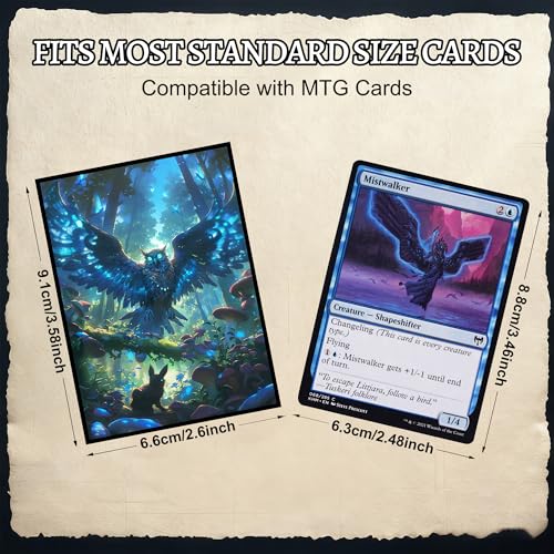 Kabinka MTG Card Sleeves - 100 Standard Size Pack Clear Front & Matte Finish Back with Owl, Premium Sleeves for Magic The Gathering TCG - color: Owl
