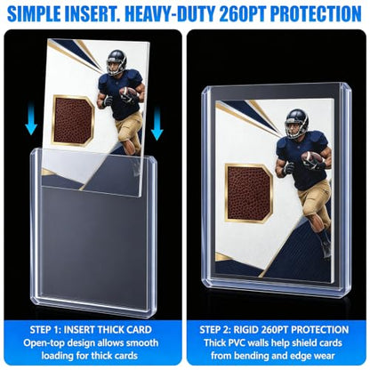 DEDC 20 Top Loader Thick Card Load Holder Storage for Trading Cards Sports Sleeves Hard Plastic 260 Point Protective Toploaders 3"x4" Rigid Memorabilia Collectibles - size: 260pt