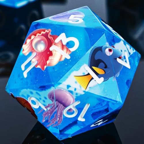 DND Dice Set 7-Pcs Sharp Edge Blue Marine Life Style Resin Dice Polyhedron Resin Sharp Edge dice Role-Playing Game RPG MTG Board Game (Marine Life - White) - color: Marine Life - White