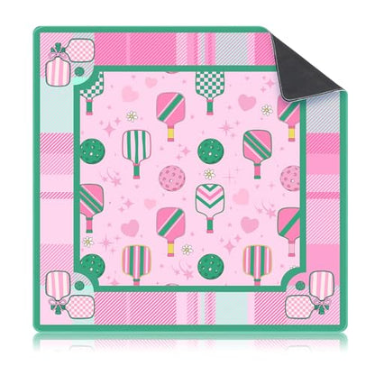 Seenelling Mahjong Mat 31.5" x 31.5" Non-Slip Noise Reduction Mahjong Table Mat Multi Purpose Game Table Cover for Mahj Tiles Board Poker Dominoes Tile Games(Pastel Court Sport)