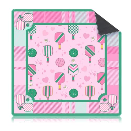 Seenelling Mahjong Mat 31.5" x 31.5" Non-Slip Noise Reduction Mahjong Table Mat Multi Purpose Game Table Cover for Mahj Tiles Board Poker Dominoes Tile Games(Pastel Court Sport)