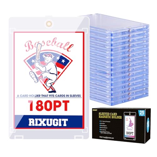 25-Pack 180pt Sleeved Card Magnetic Holders | Fits Sleeved Card First, One Touch Card Case, Inner Size 2.63″×3.70″, Clear Hard Case for Trading Cards, Baseball Cards ﻿ - size: 25ct 180PT Sleeved Card Holder
