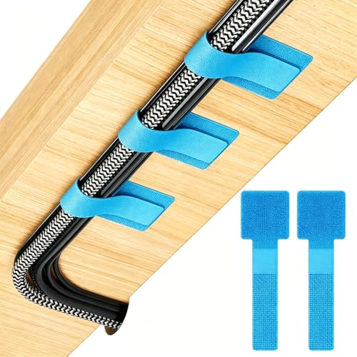 GDSZ LAERSI100Pcs Cable Straps for Desk Cable Management Under Desk Blue | Hook and Loop Cable Ties Computer Cord Organizer for Home Office Gaming Setup,Wire Organizers For Cords - color: Blue100pcs