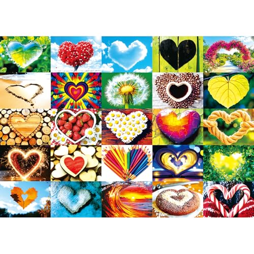 Love Heart 1000 Piece Puzzle for Adults Valentine's Love Collage Puzzles for Adults 1000 Pieces Colorful Love Shaped Jigsaw Puzzles 1000 Pieces Family Challenging Puzzle (27.5"X19.6") - color: Love Heart, size: (27"X19")