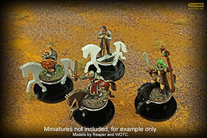 LITKO Horse Mount | Compatible with D&D & Pathfinder | 40mm Round | White | Turns a 30mm (1.25-inch) hero into a saddled rider | Large base | Includes steed + clear acrylic base | Glue assembly - color: White, style: 40mm Circular Base