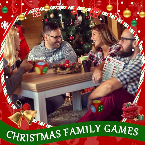 Fullhawl 4 Sets Christmas Exchange Game Dice, 2.6 Inch Santa Swap Gift Christmas Group Party Game for Family Board Xmas Large Foam Dice White Elephant Gift Exchange