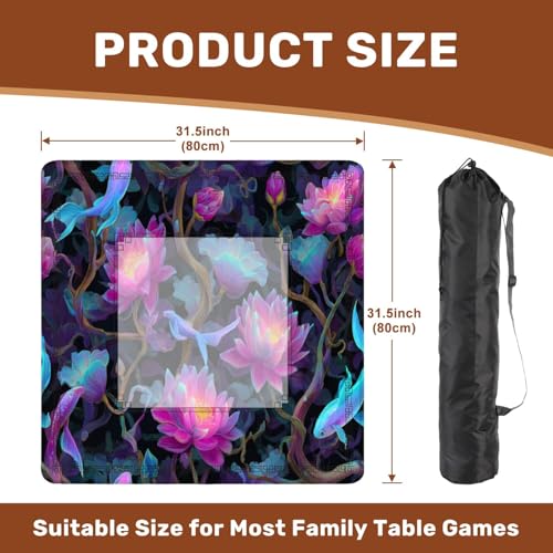 Mahjong Mat 31.5" x 31.5" Serene Watercolor Pond Lotus Flowers Pastel Gold Non-Slip Noise Reduction Mahjong Tiles Table Cover for Dominoes Poker Card Board and Tile Games - color: Color9