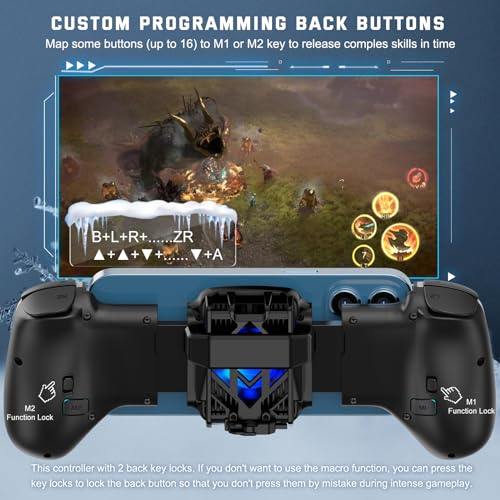 Joso Phone Controller for iPhone/Android with Phone Case Support, Mobile Gaming Controller with Cooler for iPhone 16/15/14, Galaxy S24/S23/S22 - Universal Fit, Customizable Buttons, Turbo