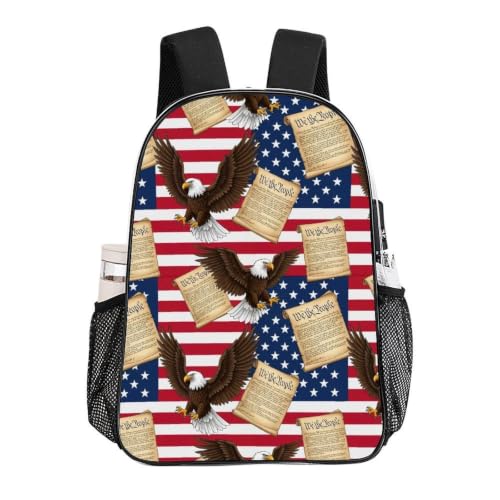 Teddy Bear Printed Clear PVC Backpack Stadium Security Approved | Heavy Duty, American Flag Patriotic USA Bald Eagle And Book Art, See Through Daypack - color: Pattern (835)