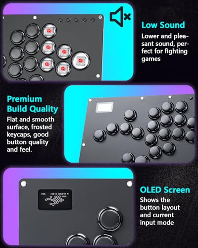 GuileKeys Leverless Controller Arcade Stick GK-21, All-Button Arcade Controller 21Keys for PS4/PS3/PC/Switch(PS5 w/Converter), Arcade Fight Stick with RGB/Turbo/Hot-Swap/Low Profile Switch Black - color: GK-21 Black
