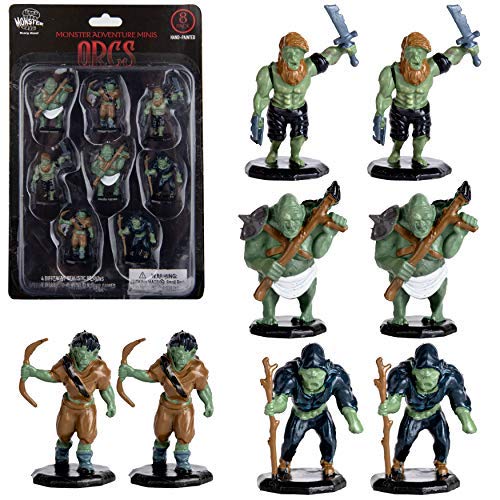Monster Protectors 8 Fantasy Orc Mini Figures- All Unique Designs- 1" Hex-Sized Compatible with DND Dungeons and Dragons & Pathfinder and All RPG Tabletop Games
