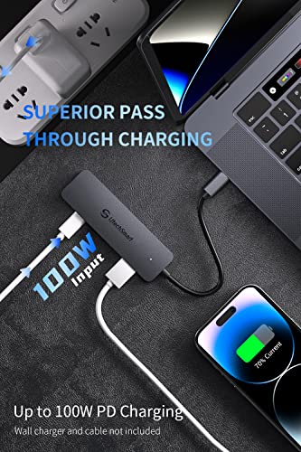 UtechSmart USB Hub, 4-Port USB 3.0 Hub, Ultra-Slim USB Adapter for Laptop, 5Gbps Fast Data Transfer, USB 3.0 Splitter for Dell, HP, MacBook (Grey) - color: Grey