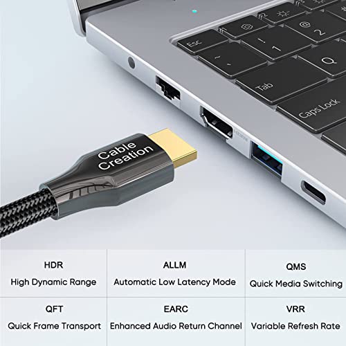 CableCreation 3FT 8K HDMI Cable - Ultra High Speed 48Gbps, eARC Compatible with PS5, Xbox, Laptop, Roku TV - color: Black, size: 3.3Ft