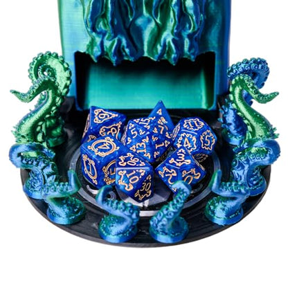 3D BEST-Q Cthulhu DND D&D Dice Tower，3D Printed Compatible with Dungeons and Dragons, 28mm Miniature Wargaming, Tabletop RPGs, Wargame Scenery, Endless Deep Sea Series (Blue&Green) - color: Blue&green