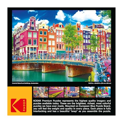 RoseArt - Kodak Premium - Colorful Waterfront Buildings, Amsterdam - 1000 Piece Jigsaw Puzzle for Adults - style: Colorful Waterfront Buildings, Amsterdam