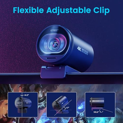 EMEET S600 4K Webcam for Streaming - Sony 1/2.55'' Sensor, PDAF Autofocus, 1080P@60FPS, 2 Noise Reduction Mics, Built-in Privacy Cover, 73° FOV, Streaming Camera for Live Commerce/Gaming/Beauty | 1080P@60FPS, 2 Noise Reduction Mics, Built-in Privacy Cover