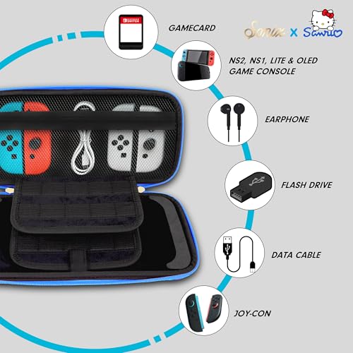 Sonix x Sanrio Carrying Case for Nintendo Switch 2, Switch 1, Lite, OLED, Protective Travel Case with Game Cartridge Storage | Hello Kitty Island Adventure Crew (Blue) - color: Hello Kitty Island Adventure Crew