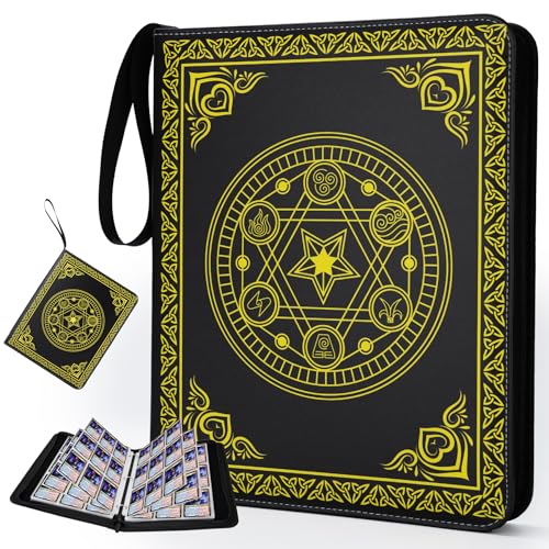 9 Pocket Card Binder for MTG/YGO/PTCG/Game Cards, Holds 900 Cards,Premium Collector Card Album for Standard Cards,Toys Gifts for Kids(MTG) - color: Gold