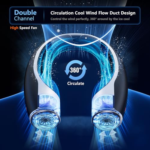 AI Neck Fan, 4 Speeds Adjustable Portable Personal Fan Rechargeable, 4000 mAh Battery Faster Cooling Wearable Fan, Ultra Quiet for Home, Office, Travel, Outdoor - Black - color: Black
