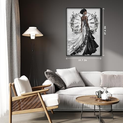 Impossible Puzzle for Adults 1000 Pieces, Flower Beauty Women Black Girl Puzzles, Flower Jigsaw Puzzle Lady Aesthetic Art Vintage - style: Black Girl Puzzle