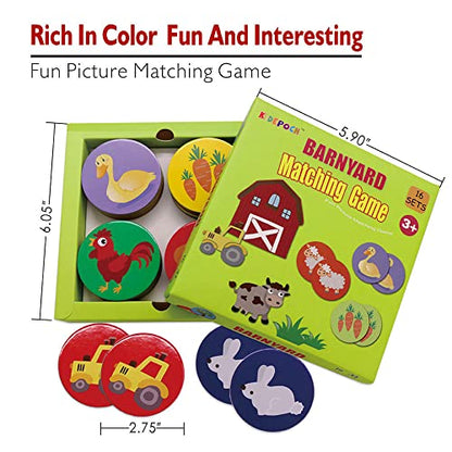 KiDEPOCH Memory Match Game – 16 Matching Pairs Preschool Memory Games Featuring Barnyard Element, Non Toxic Educational Memory Matching Game, Perfect for Kids, Toddlers, 3 Year Old or Up
