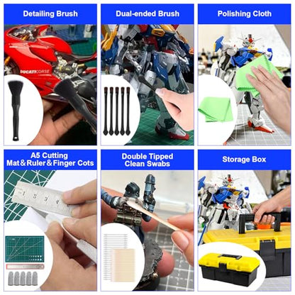 242 Pcs Gundam Tool Kit, Professional Model Tool Kit for Gundam, Model Kit Tools with Decals Sticker Operated Box, Gunpla Tool Kits for Adults, Model Building Tools Hobby Tools for Repairing Painting - color: 242pcs