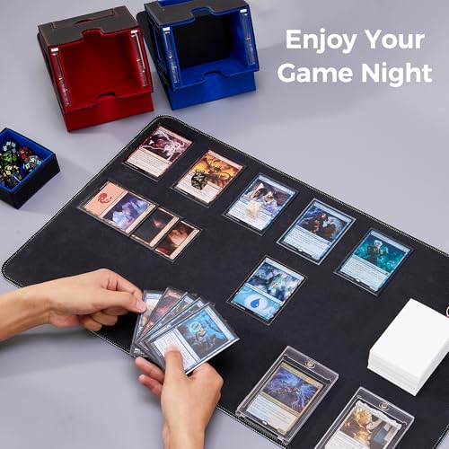 MTG Commander Deck Box with Dual Display Windows and Dice Tray | Fits 100 Double-Sleeved Cards, PU Leather, 2 Magnetic Card Holders, 2 Dividers, Yellow & Brown - color: 3. Yellow & Brown