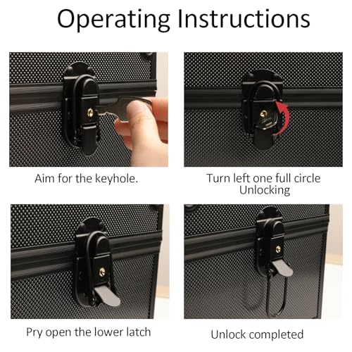 Graded Card Storage Box & Waterproof PSA Slab Case with Two Keys Lock (7.87"x6.69"x7.17") - Sports Card Carrying Case for Toploader/Trading Cards (black) - color: black