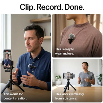 Mini Mic Pro (Latest Model – #1 Microphone for iPhone & Android, Wireless Mini Microphone, Clear Voice, Noise Cancelling, Lavalier Mic for TikTok, YouTube & Interviews (with Charging Case) - style: With Charging Case (All Phones)