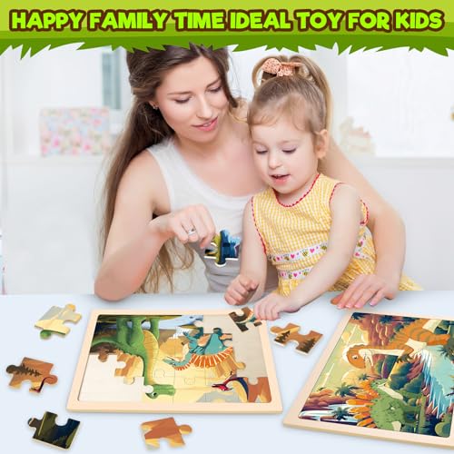 Wooden Puzzles Dinosaur Toys for Kids Ages 3-5, 4 Packs Jigsaw Dino Puzzles for Kids Ages 4-6, Educational Boards Game Gifts for 3 4 5 6 Boys Girls - style: Dinosaur