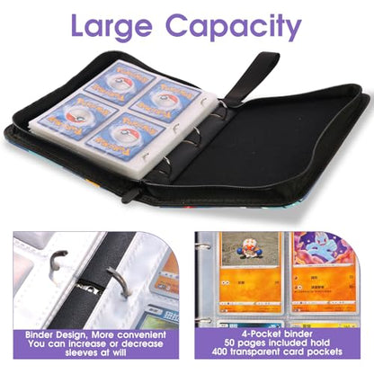 4-Pocket Card Binder with 50 Removable Pages, Holds 400 Cards | Fits trading, sports, gaming and collectible cards. Great for boys and girls to organize and protect collections(Stars) - color: Way to Stars