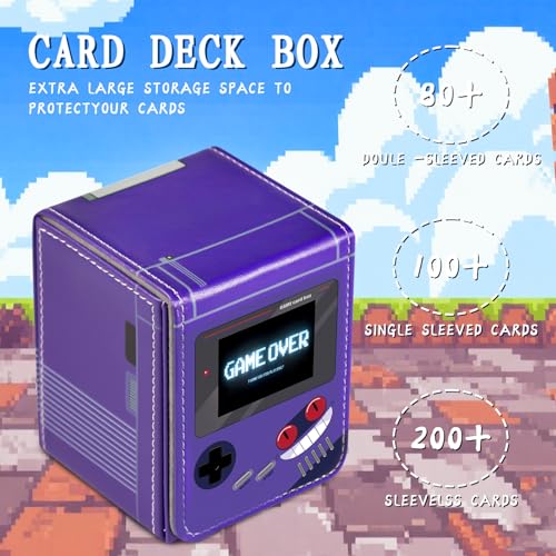 Card Deck Box Fits for YGO MTG,100+ Card Storage Box Trading Games PU Leather Storage Premium Deck Case (Game Purple) - color: Game Purple