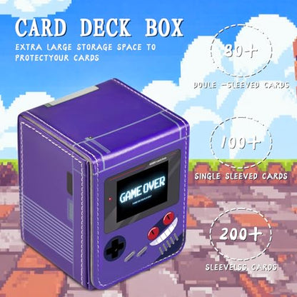 Card Deck Box Fits for YGO MTG,100+ Card Storage Box Trading Games PU Leather Storage Premium Deck Case (Game Purple) - color: Game Purple